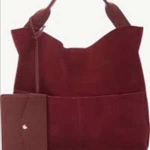 Sole Society Oxblood Suede & Faux Leather Tote